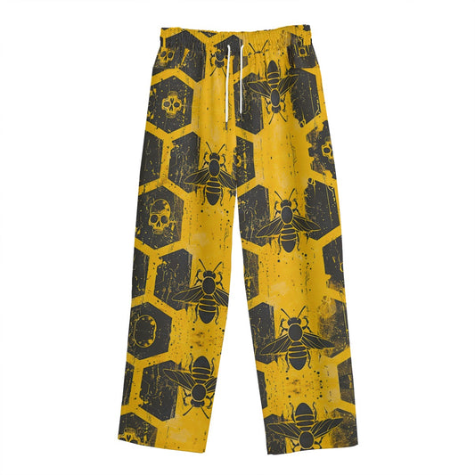 All-Over Print Unisex Straight Casual Pants | 245GSM Cotton skull/ bee print